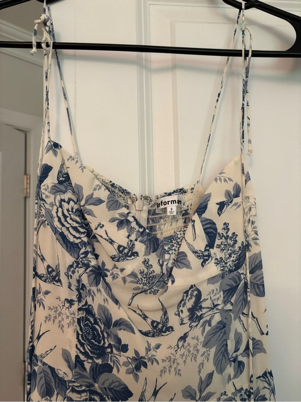 Reformation White Dress with Blue Floral Print - Picture 2 of 4